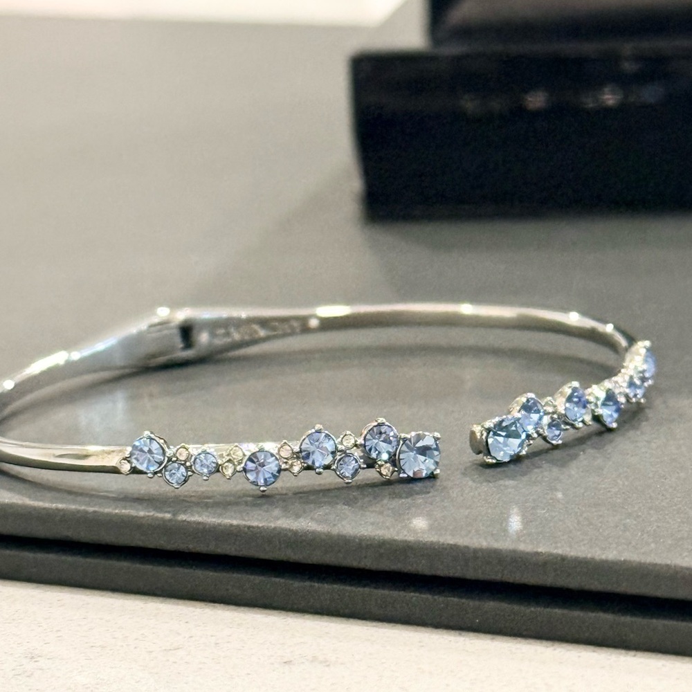 Givenchy Silver-Tone Blue Stone Scatter Cluster Bangle Bracelet & Earrings Set - Picture 2 of 5